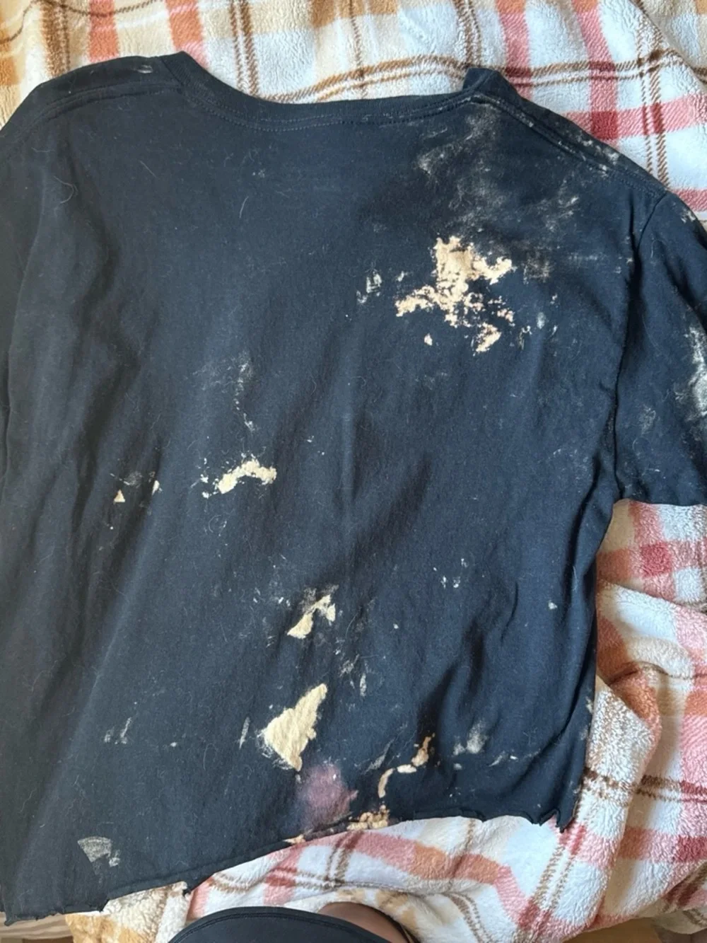 Gildan Black Tee with Tan Bleach Effect and White Arctic Monkeys Print